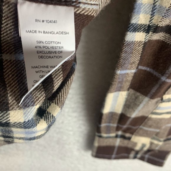 Alpine Design Shirt Mens Medium Rich Walnut Plaid Cotton Flannel Button-Up 8246 - Picture 5 of 8